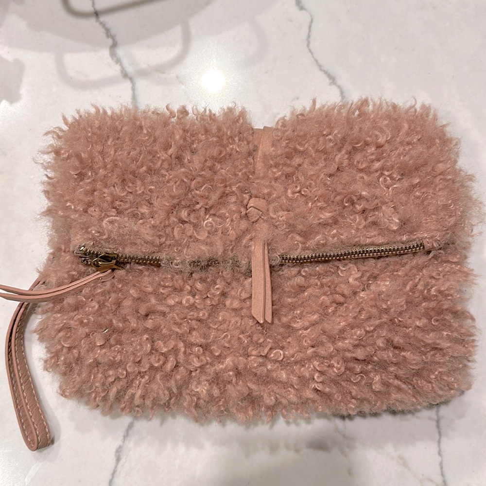 Universal Thread Faux Fur Blush Wristlet Bag